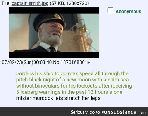 Titanic didn't happen but they deserved it