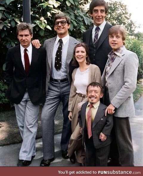 Star Wars cast out of costumes in 1977