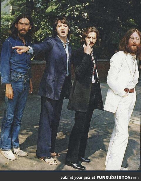 Just before the famous road crossing