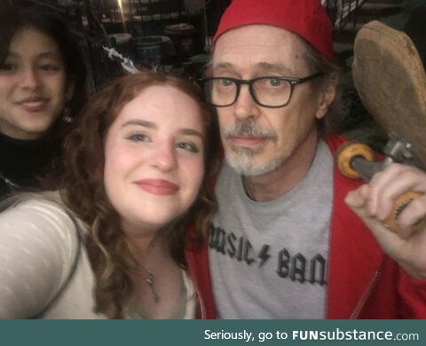 Steve Buscemi as his "How do you do, fellow kids?" character from 30 Rock for Halloween