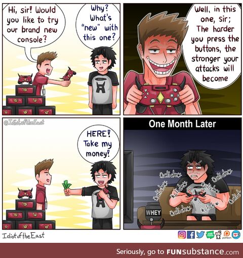 The harder you press the buttons, the stronger the attack