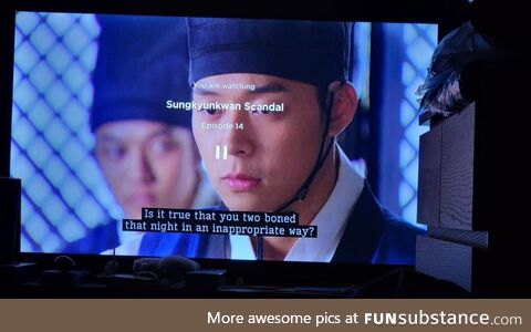 Girlfriend like to watch Korean dramas. I think the sub meant to read "bonded."