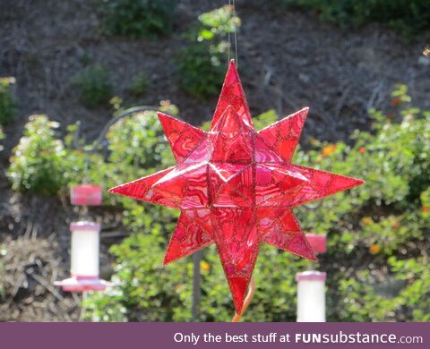 (OC) Hand made, Hand painted, candy cane painted, Moravian star
