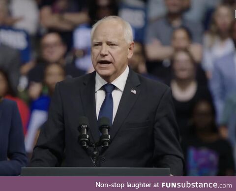 Tim Walz during first speech, as Kamala Harris’ running mate, in Philadelphia