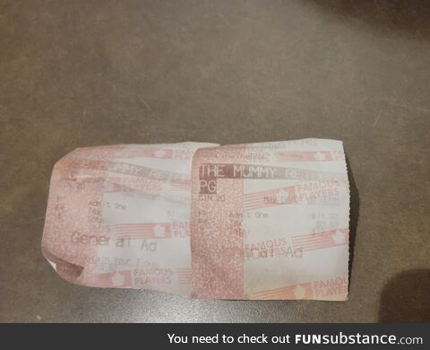 Went to the thrift store and bought a jacket, found 2 tickets to the Mummy returns from