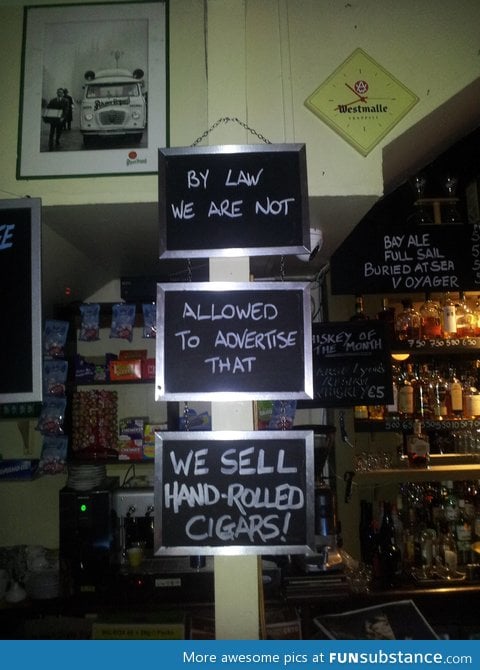 Clever sign in a pub in Bublin, Ireland