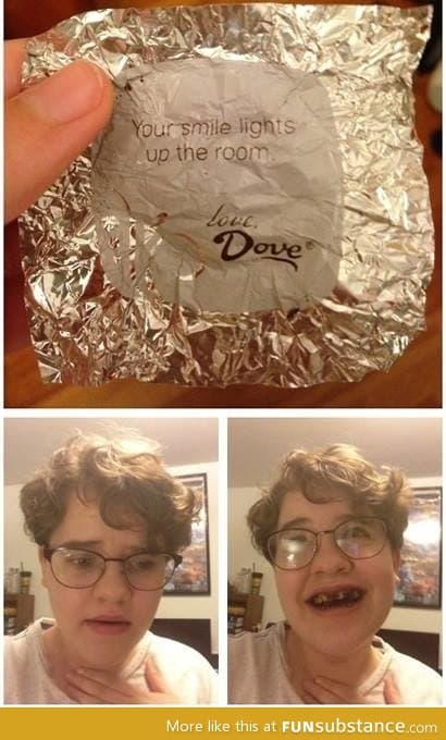 Nice positive message from Dove chocolate