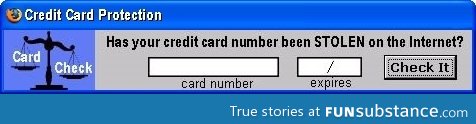 Hmmm has my credit card number been stolen?? I'd better check
