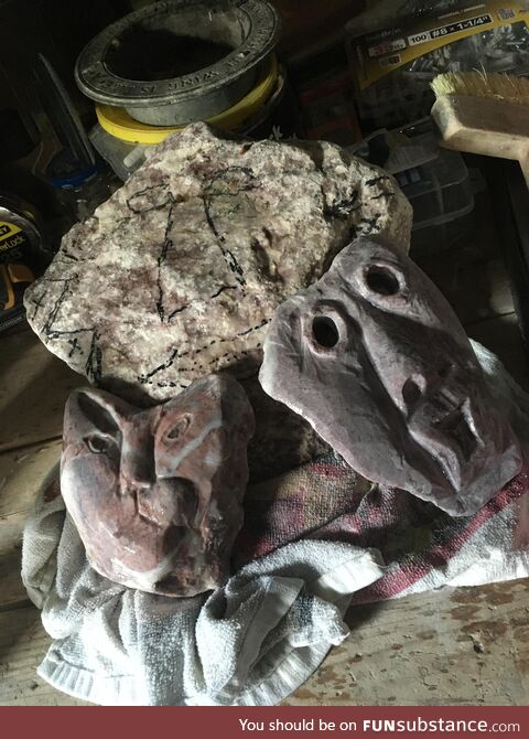 (oc) hand carved pink marble rockheads