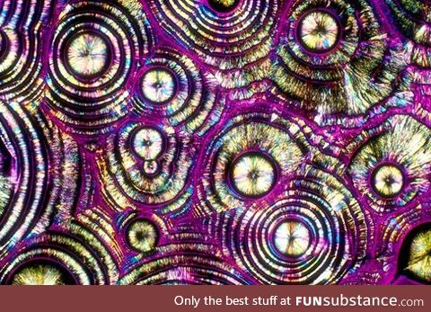 Crystallized vodka tonic under a microscope