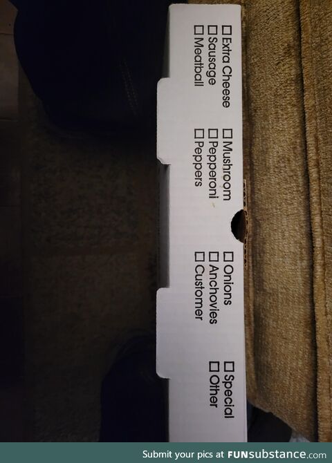 New pizza place around the corner has an interesting ingredient