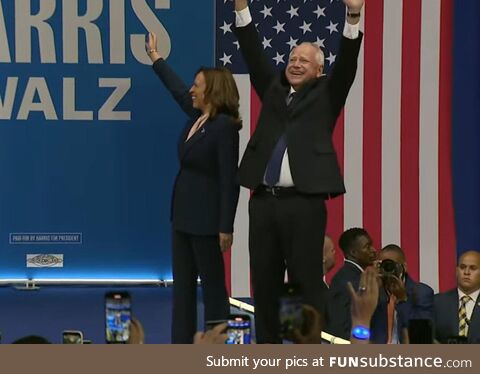 First appearance of Gov. Tim Walz with presidential candidate Kamala Harris as her
