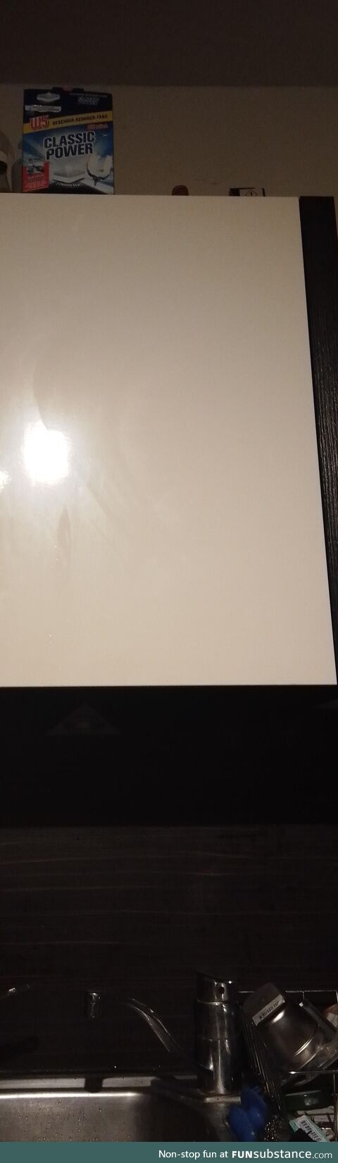 6'2 husband found a convenient place for the dishwasher tabs