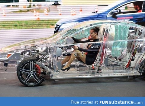 An entirely see-through acrylic car