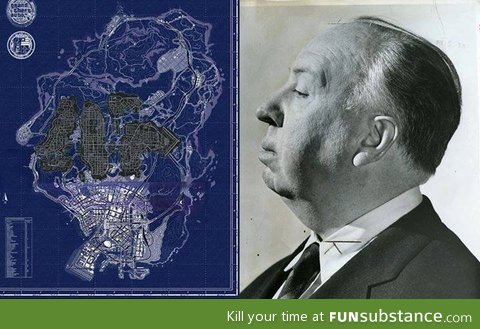 GTA V map is Alfred Hitchc*ck