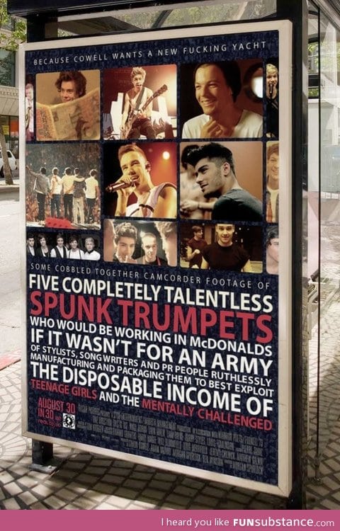 How "One Direction" are being advertised on the streets of Cardiff, Wales