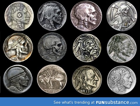 12 carved hobo nickels