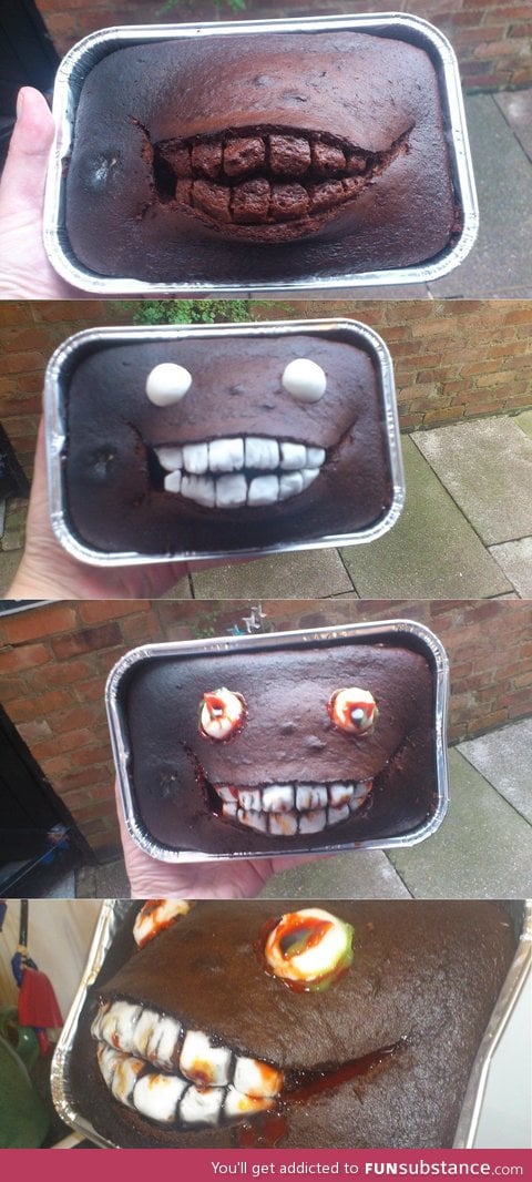 Friend's cake cracked in the oven. She dealt with it well