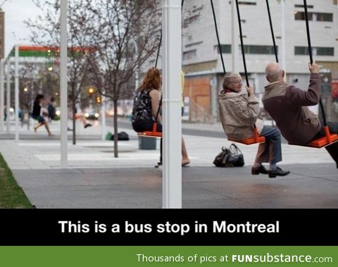 Bus stop in Montreal