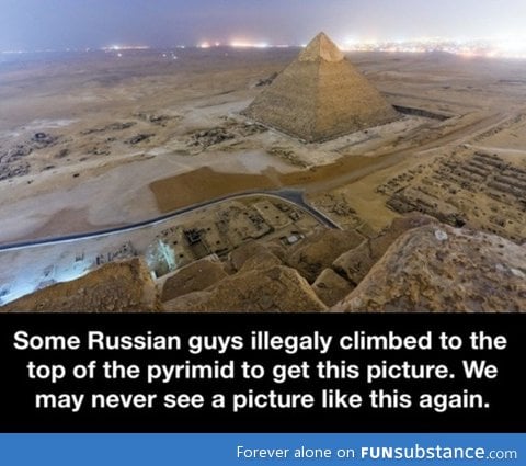 Illegal pyramid climbing