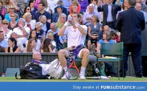 For luck, Andy Murray carries around an old man in his bag