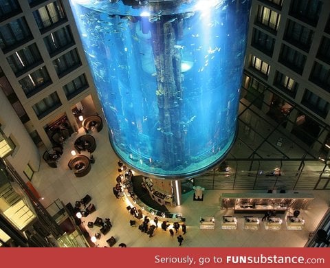 Giant hotel lobby aquarium in germany