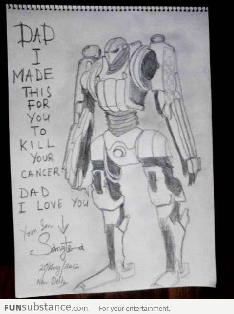 A little kid's drawing for his father