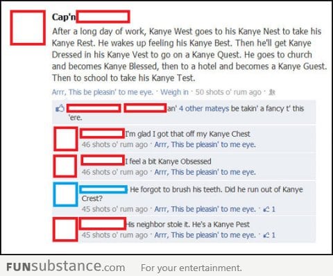 Kanye West's daily life explained by Facebook
