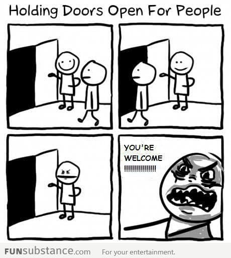 Holding doors open for people