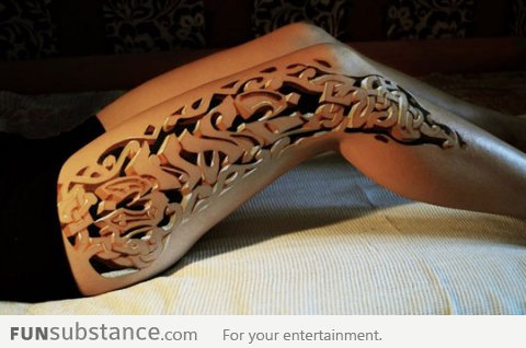 Ultra realistic 3D Leg Tattoo