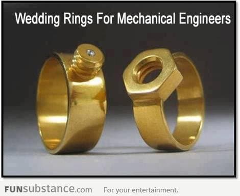 Wedding rings for mechanical engineers