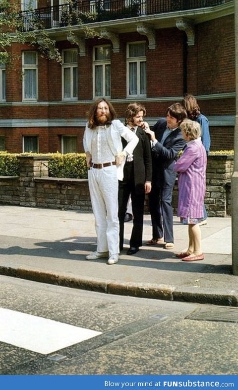 Just before the famous Abbey Road picture was taken.