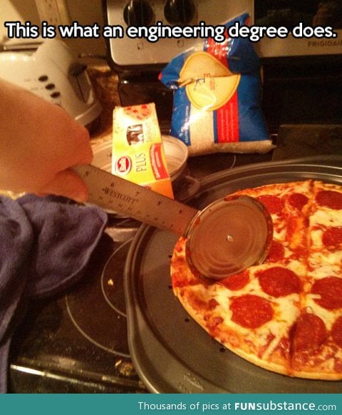 An engineer's pizza cutter