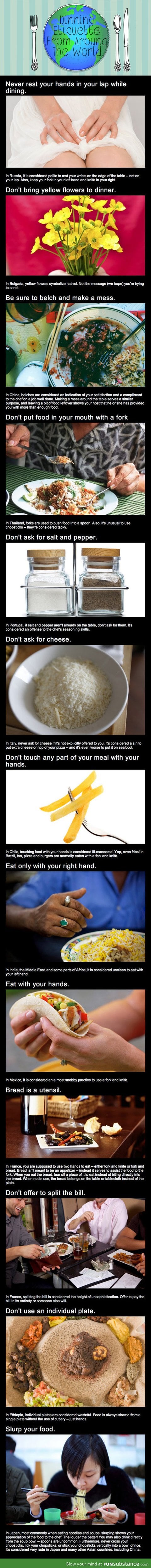 Dinning etiquette from around the world