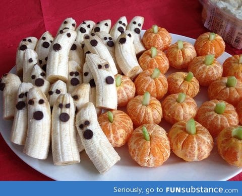 Orange pumpkins & banana ghosts