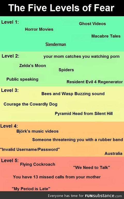 the levels of fear