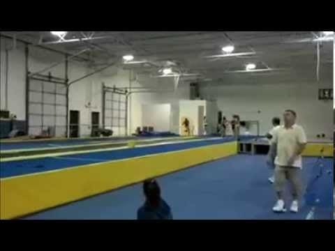 Quick gymnast does 10 backflips in five seconds