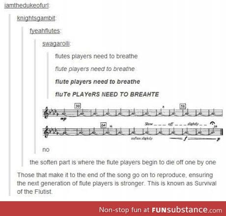 Flute players need to breathe