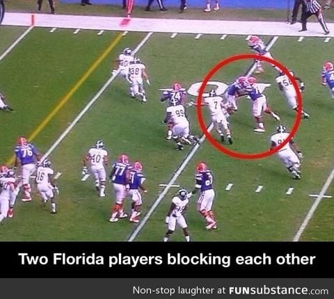 Two florida players blocking each other