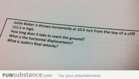 Physics teacher hates Justin Bieber