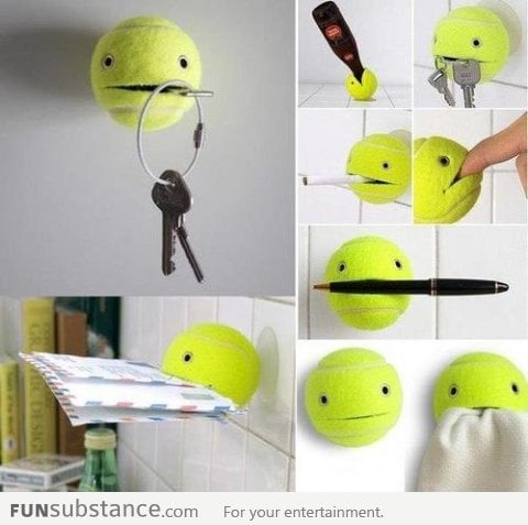 Use your tennis ball to hold things