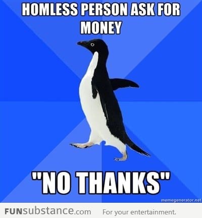 Socially awkward penguin strikes