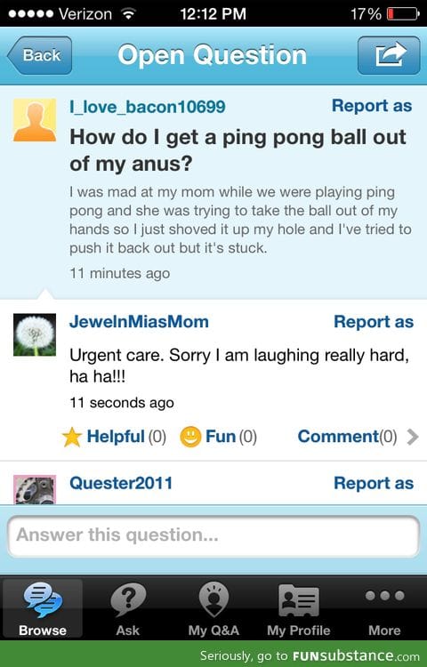 Ping pong stuck in an*s