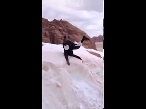 Snow in Saudi Arabia funny Reaction of Joy