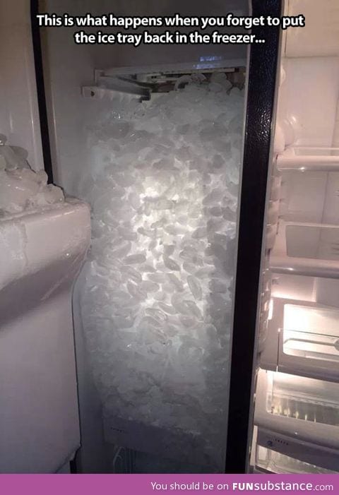 Never forget to put the ice tray back in the freezer