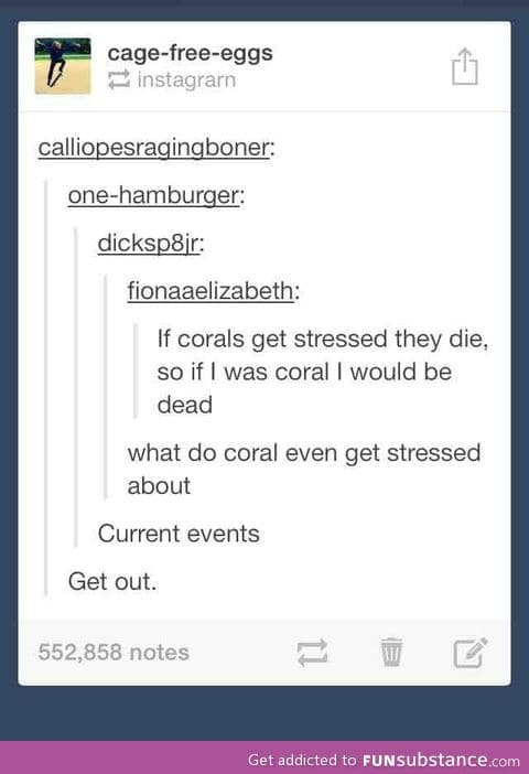 Corals can die of stress