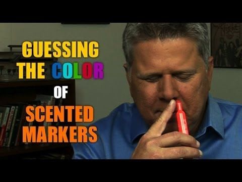 Blind man guesses color of scented markers :)