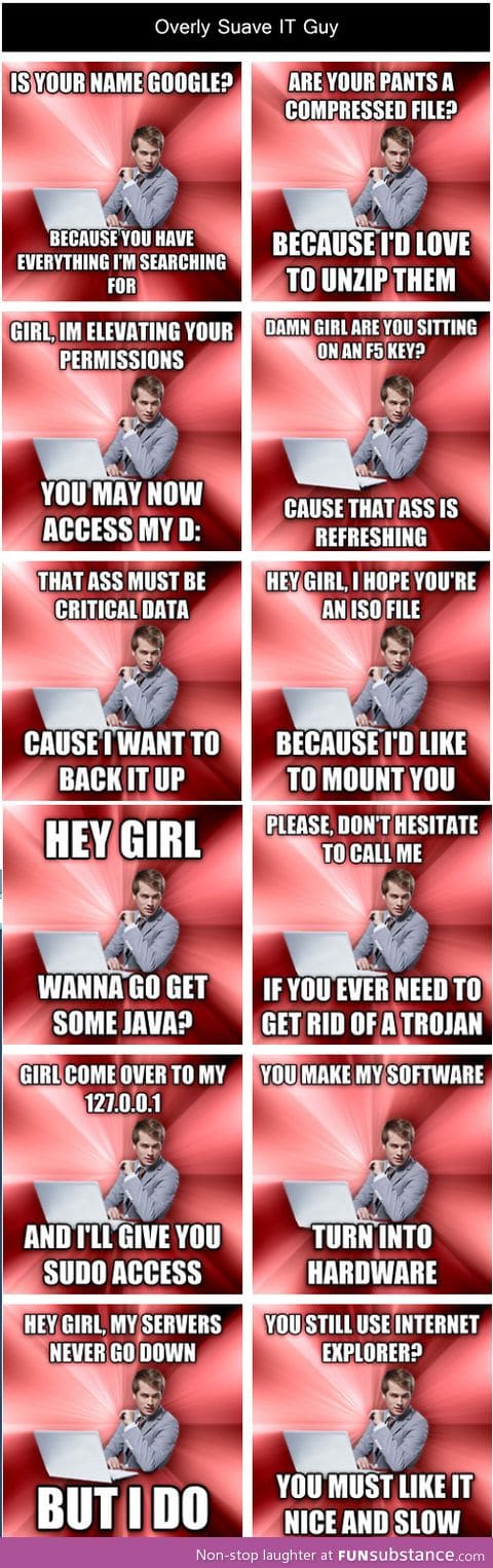 Overly suave it guy composition