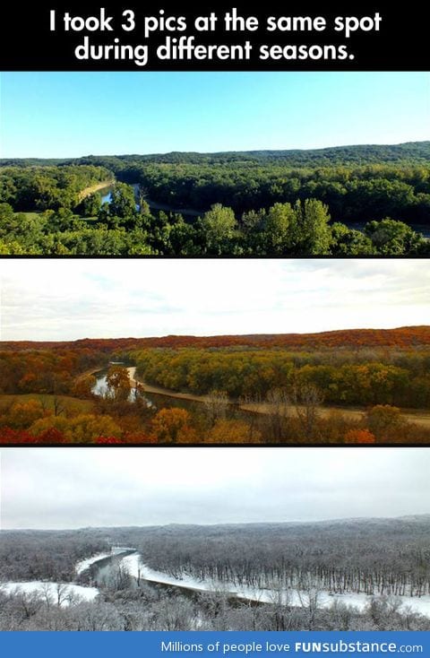3 photos at the same spot, different seasons