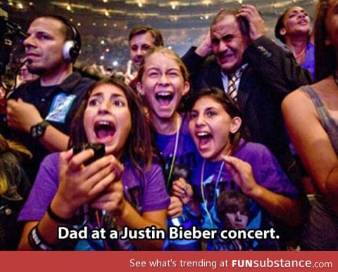 Dad at a Justin Bieber concert